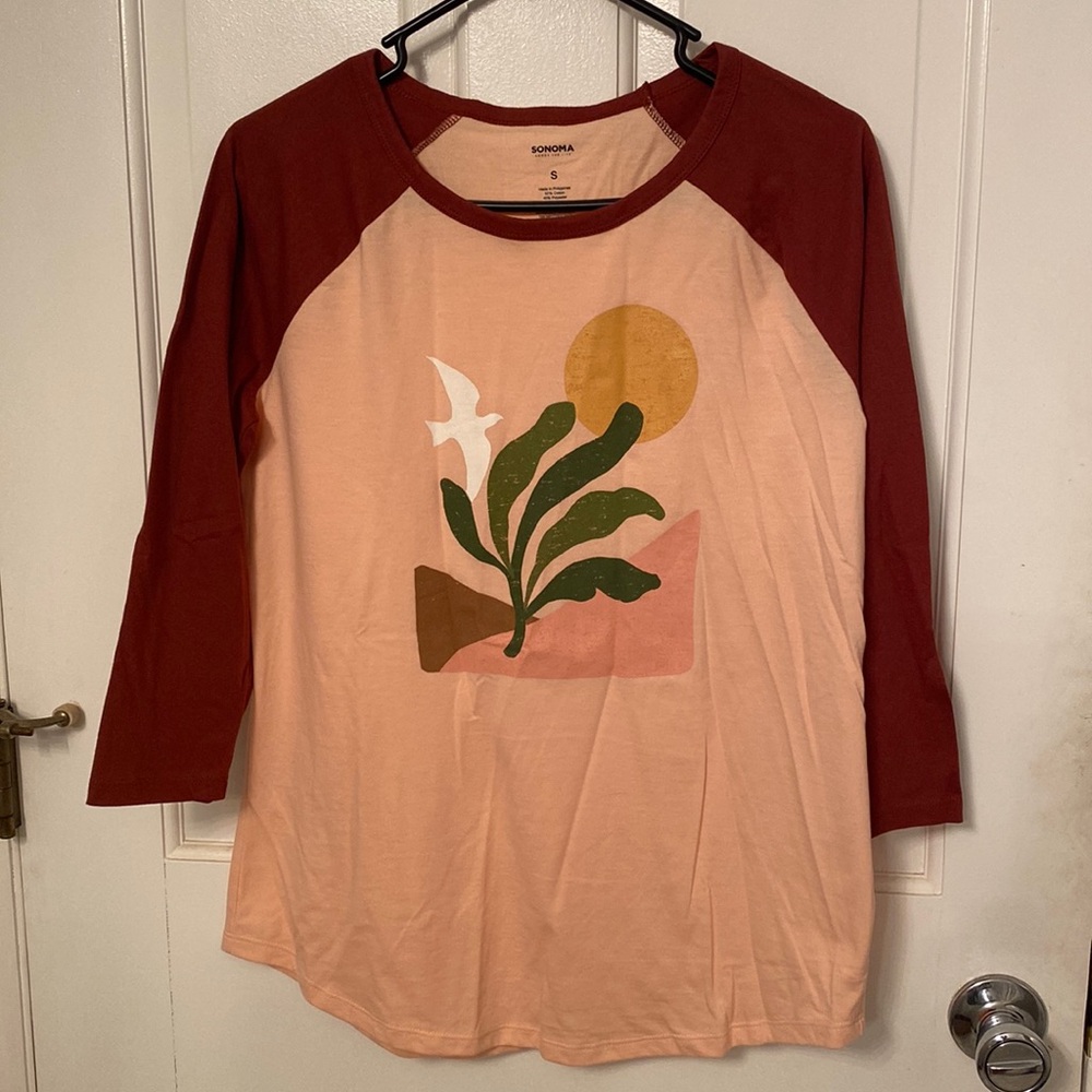 NEW screen print 3/4 sleeve tee